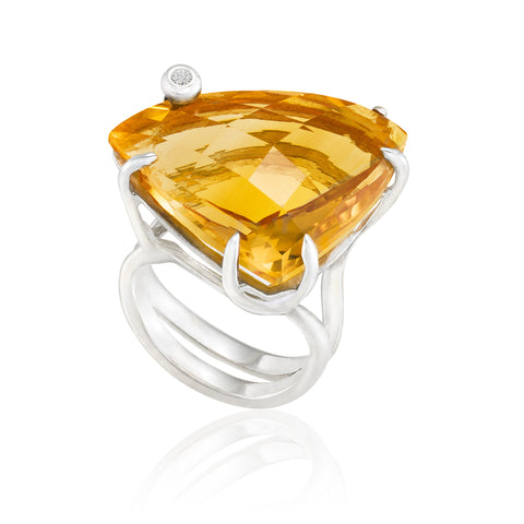 Triangle Cocktail Ring: Citrine