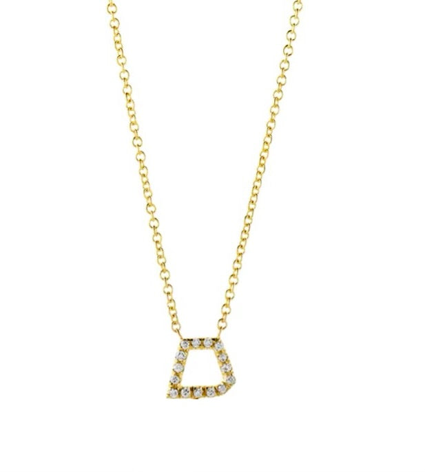 Yellow Gold Outline Diamond Necklace