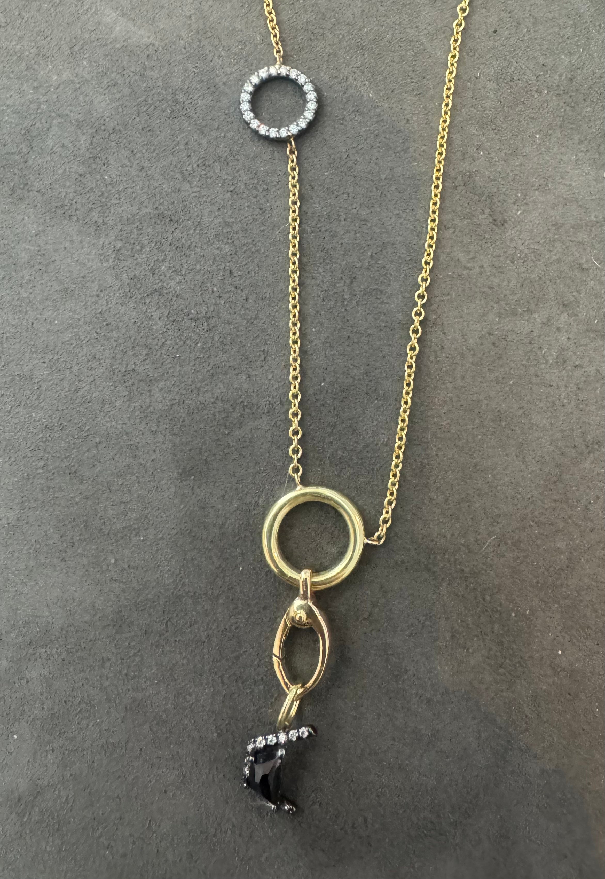 Gold Chain and Black Micro Pendant