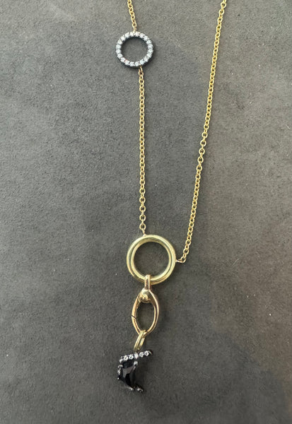 Gold Chain and Black Micro Pendant