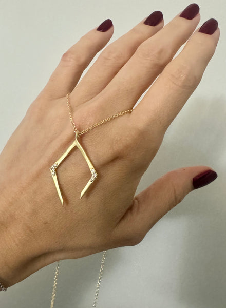 Yellow + Diamonds Gold Ring Holder Necklace