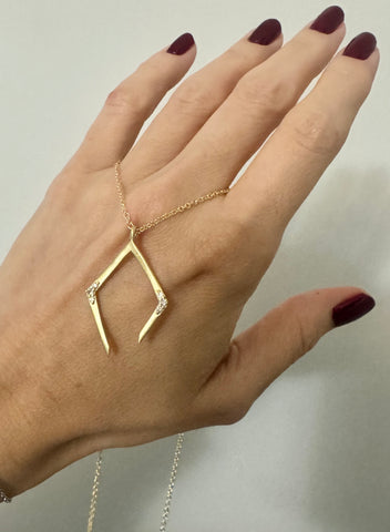 Yellow + Diamonds Gold Ring Holder Necklace