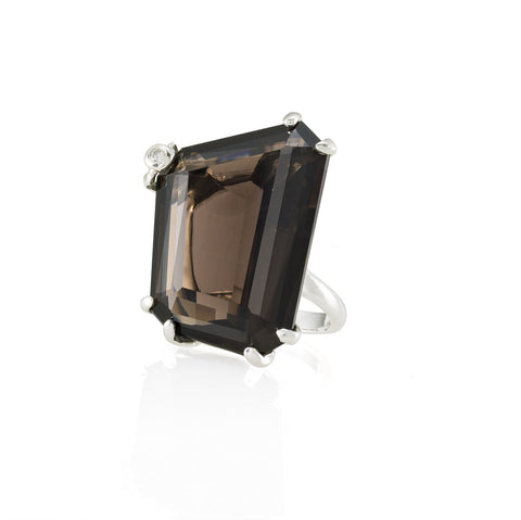 ASYMMETRICAL SMOKY QUARTZ RING Yellow Gold