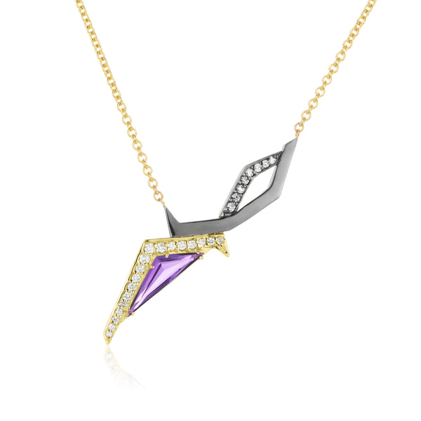 Libeskind Amethyst + Diamond Yellow and Blackened Gold Necklace