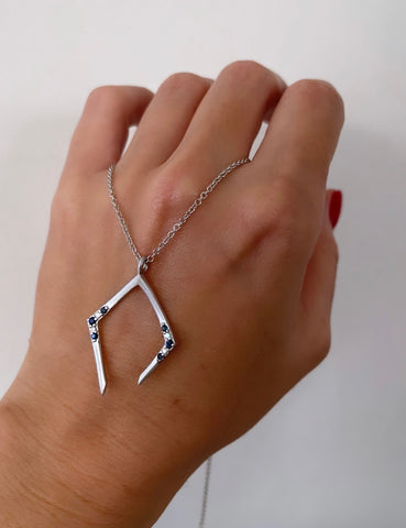 White Gold Sapphire + Diamond Necklace