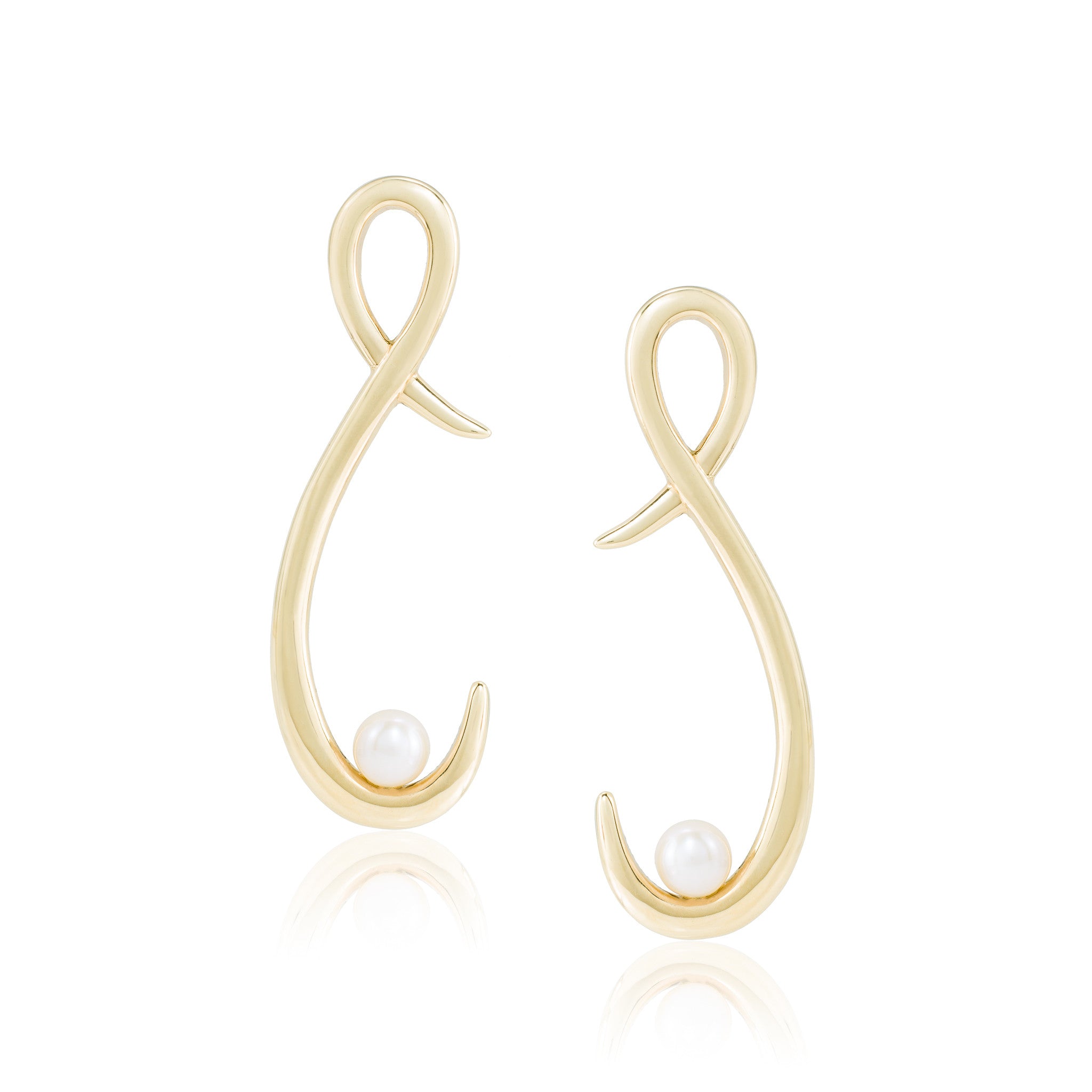 Gold Pearl Earrings (Short)