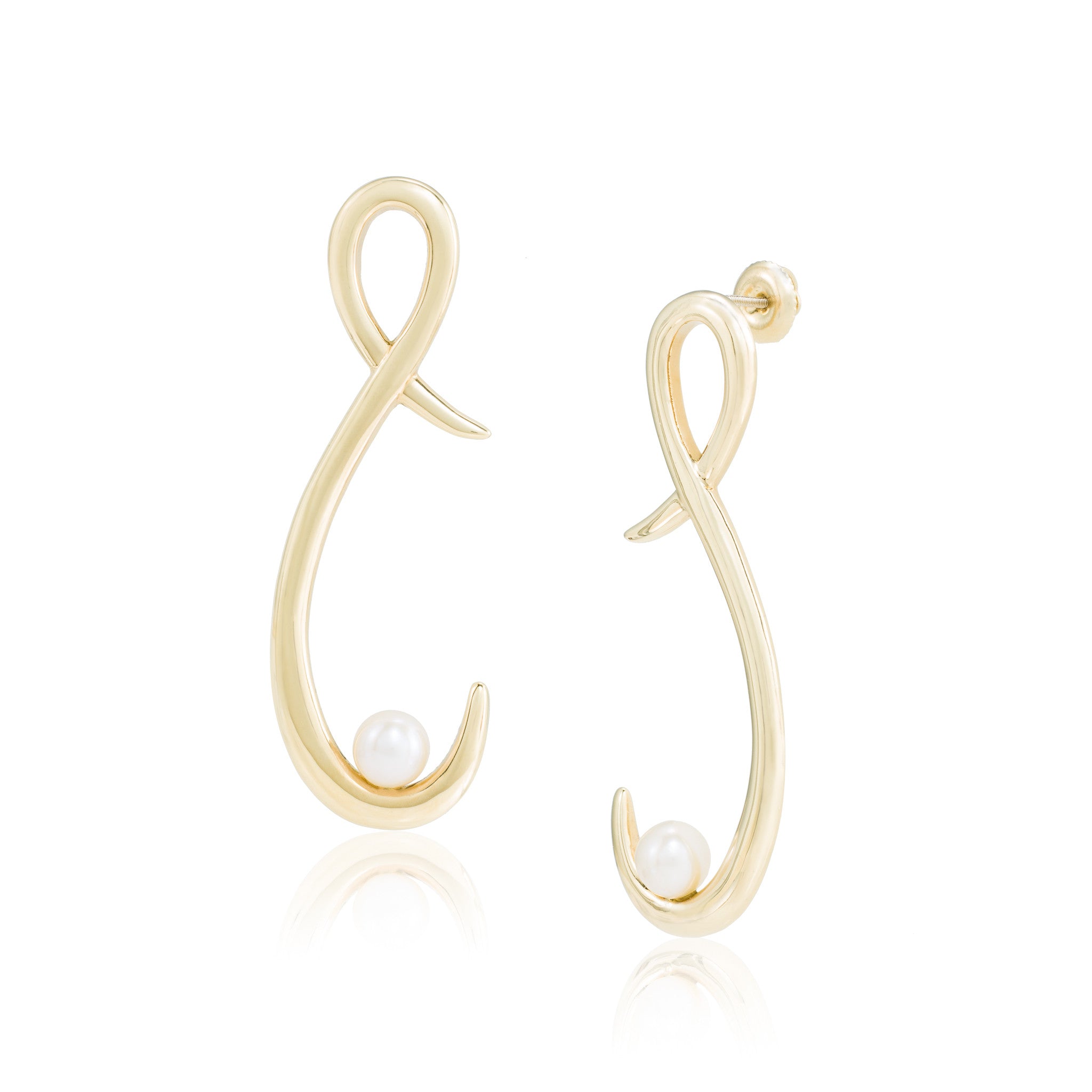 Gold Pearl Earrings (Short)