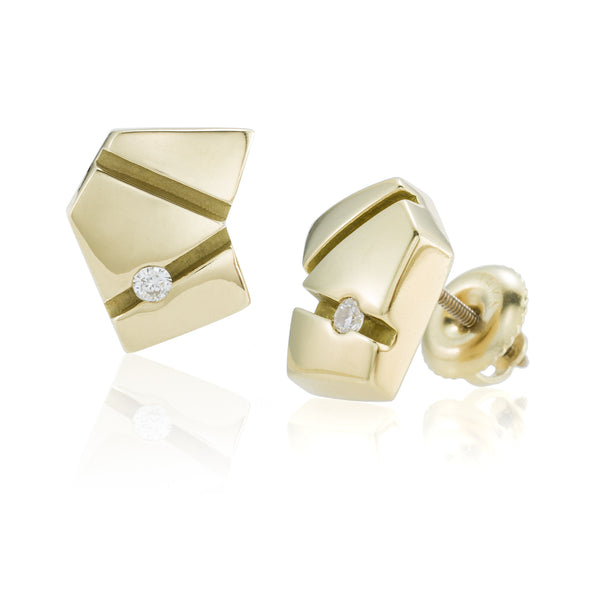 Gold Asymmetrical Studs