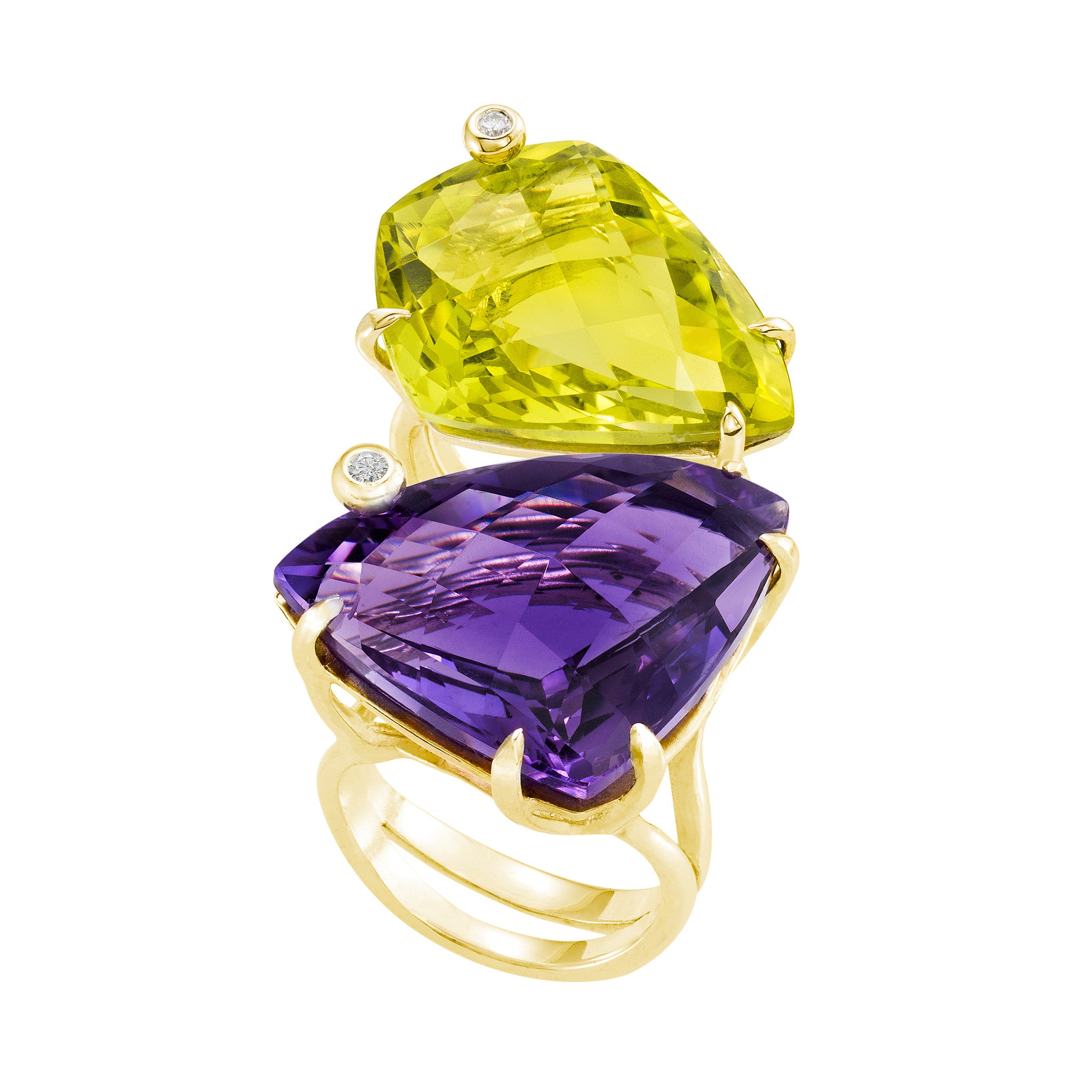 Gold Triangle Cocktail Ring: Amethyst