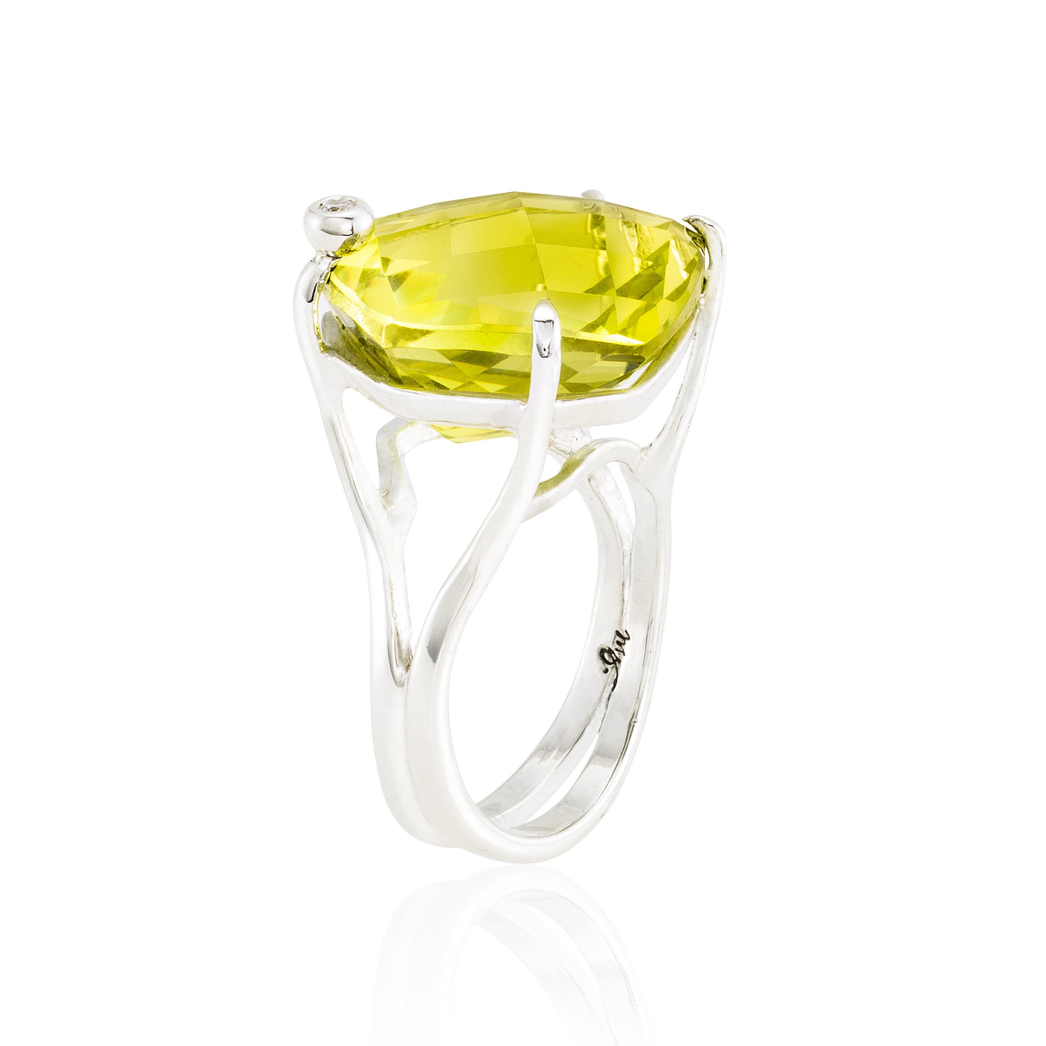Shield Cocktail Ring: Lemon Quartz