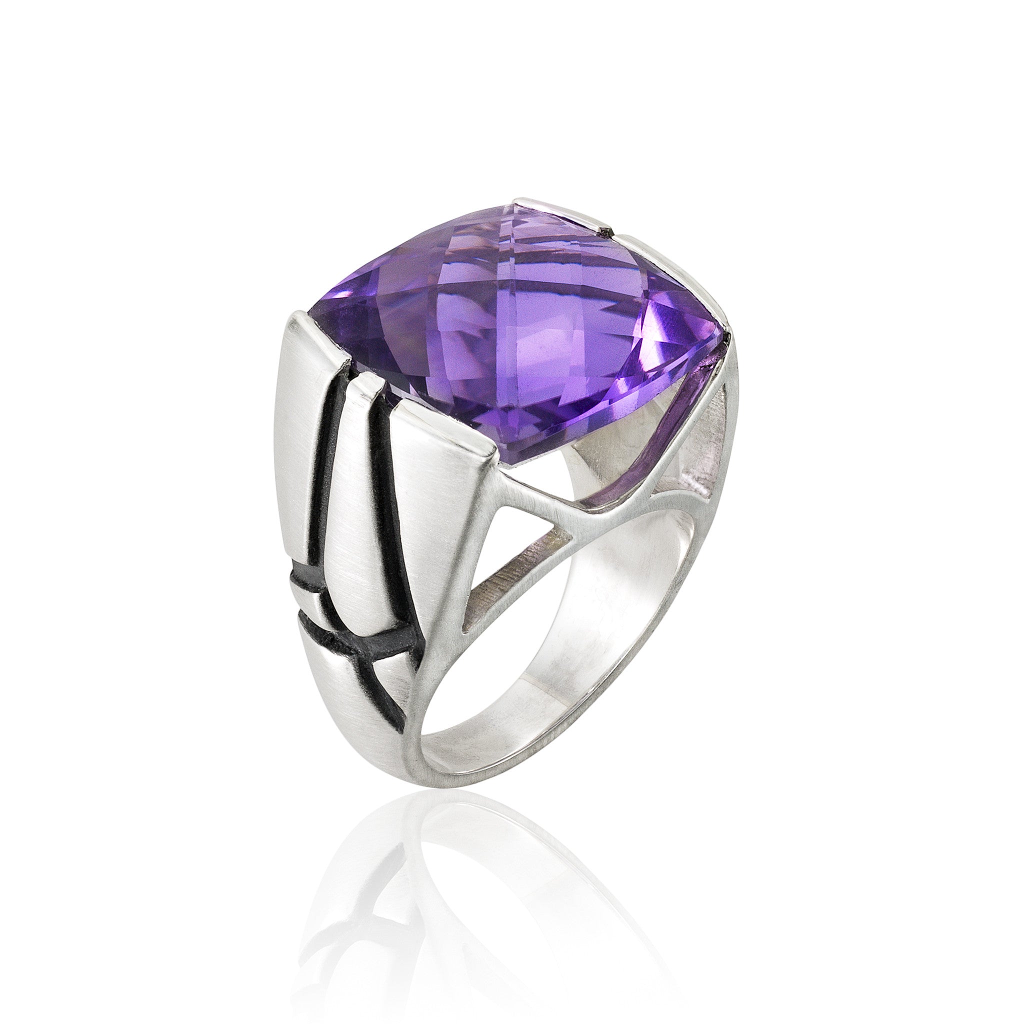 Square Cocktail Ring: Amethyst