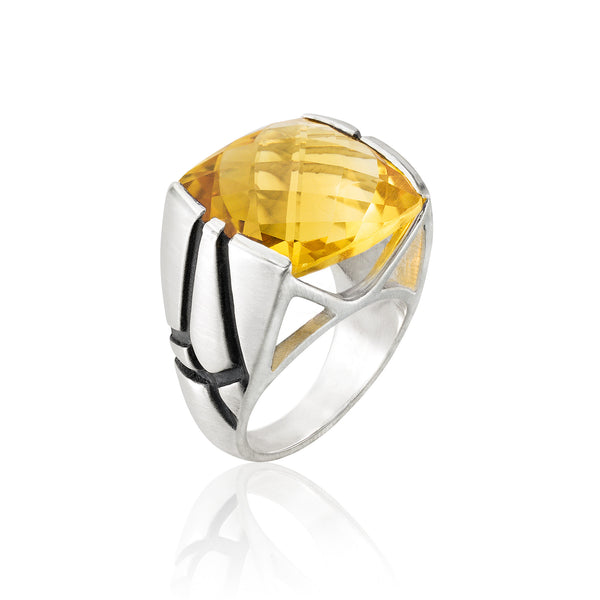 Square Cocktail Ring: Citrine