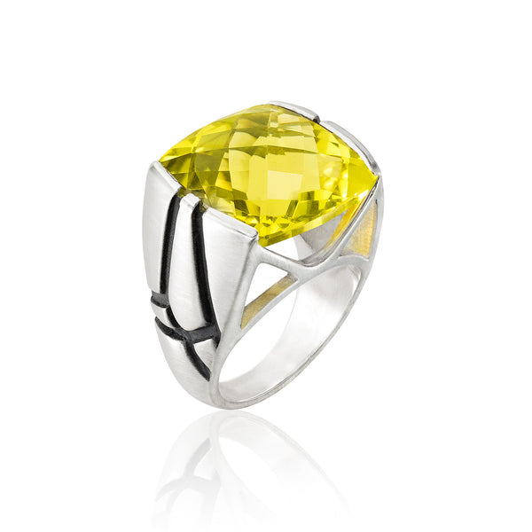 Square Cocktail Ring: Lemon Quartz