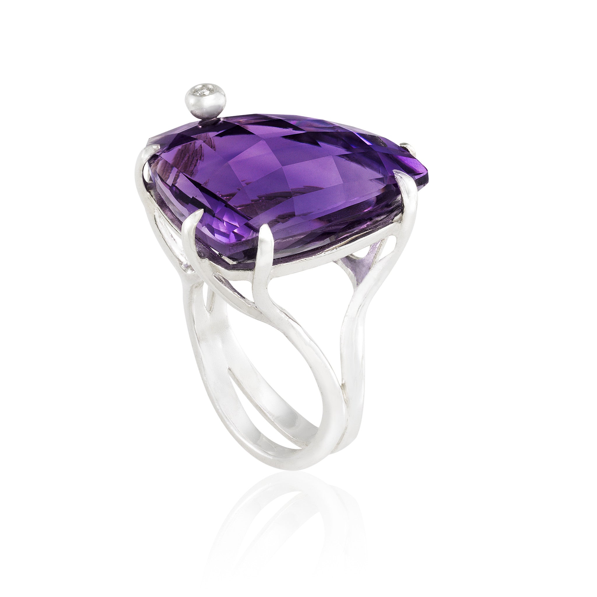 Triangle Cocktail Ring: Amethyst