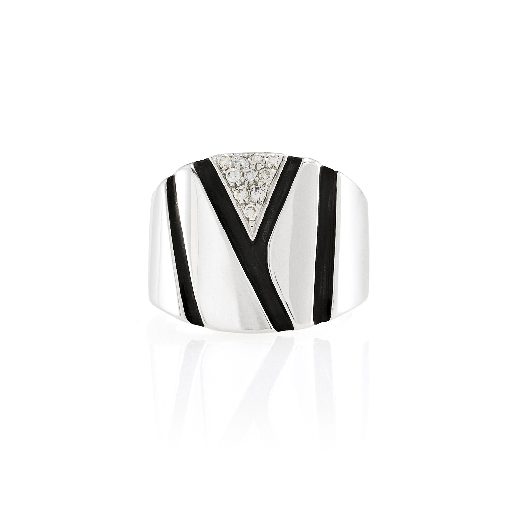 Chunky Silver Ring: White Diamonds