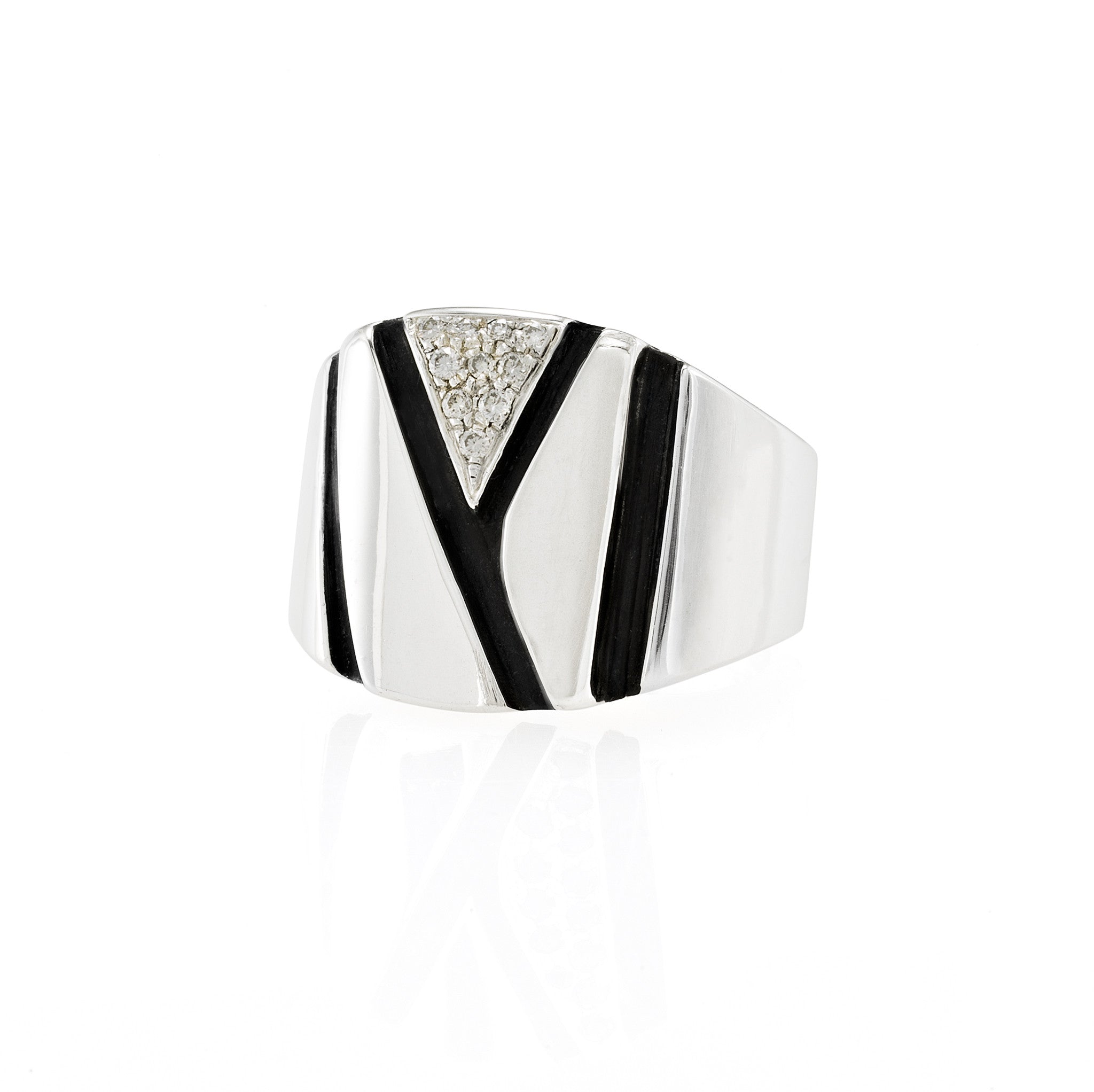 Chunky Silver Ring: White Diamonds