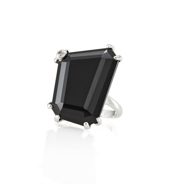 Asymmetrical Black Onyx Ring