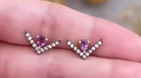 V Collection Amethyst Earrings