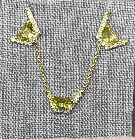 Collection 01 Midi Earrings + Necklace Set: Yellow Gold, diamonds + Lemon Citrine