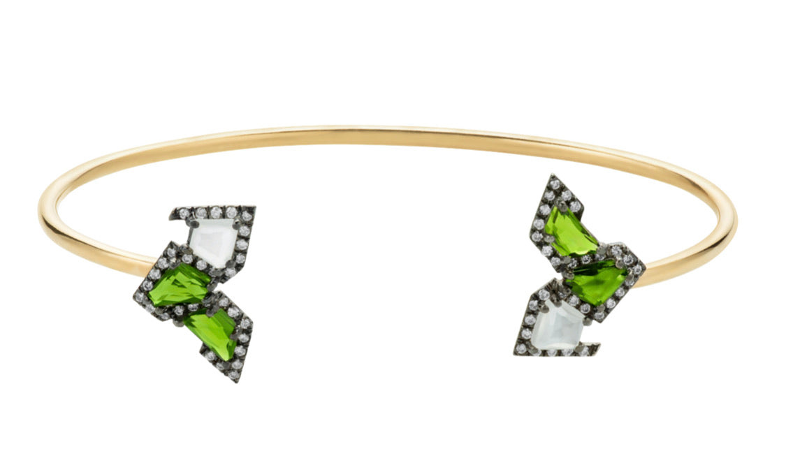 Collection 01 Mini Open Bangle: Green + White