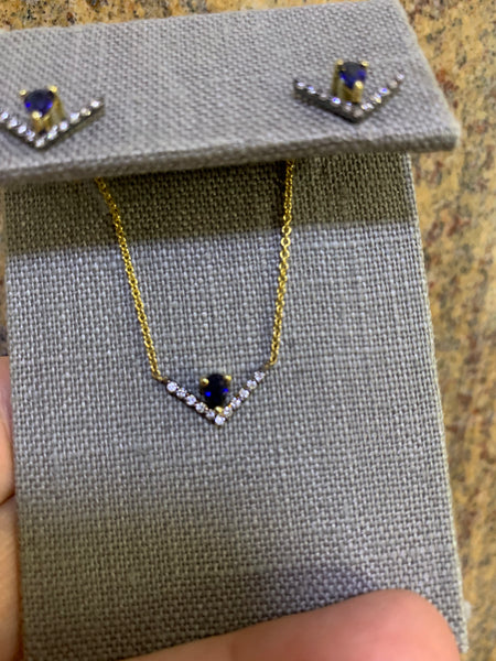 V Pear Collection Earrings + Necklace Set: Emerald