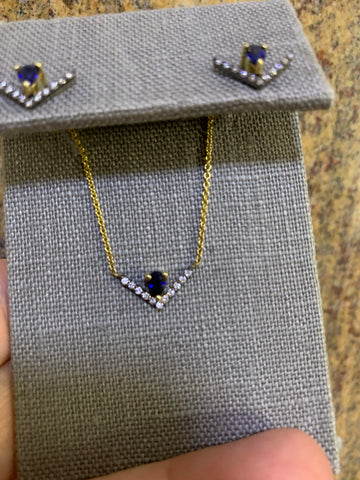 V Pear Collection Earrings + Necklace Set: Emerald