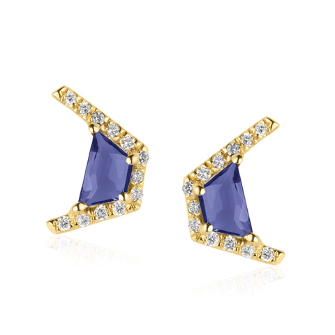 Micro Earrings Yellow Gold/Iolite